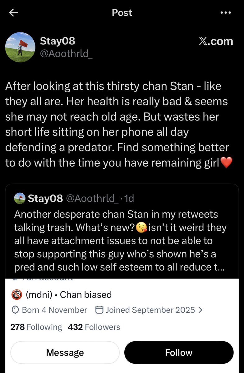 Chan_Protection's tweet photo. 🚨 | This bitter insane hag continues to target more and more STAYs over their SSD photos (over 50 posts in the last 24 hours continuously rambling btw) 

‼️REPORT user {@Aoothrld_, @celinevelvet98} for HARASSMENT‼️

‼️BLOCK &amp; DO NOT INTERACT‼️ https://t.co/tGjmgiIj4f
