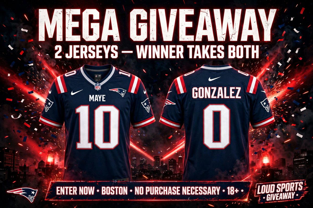 CptStiffSocks's tweet photo. 🚨 MEGA GIVEAWAY 🚨
NOBODY won the Maye jersey. Nobody was even close.
So we're going bigger. TWO jerseys — Drake Maye AND Christian Gonzalez.
Guess the EXACT score of Pats-Bills (Sun Oct 4, 1 PM). Repost. Like. Must be following at the draw.
Winner takes BOTH. 🚨 https://t.co/lNpZyvFxNI