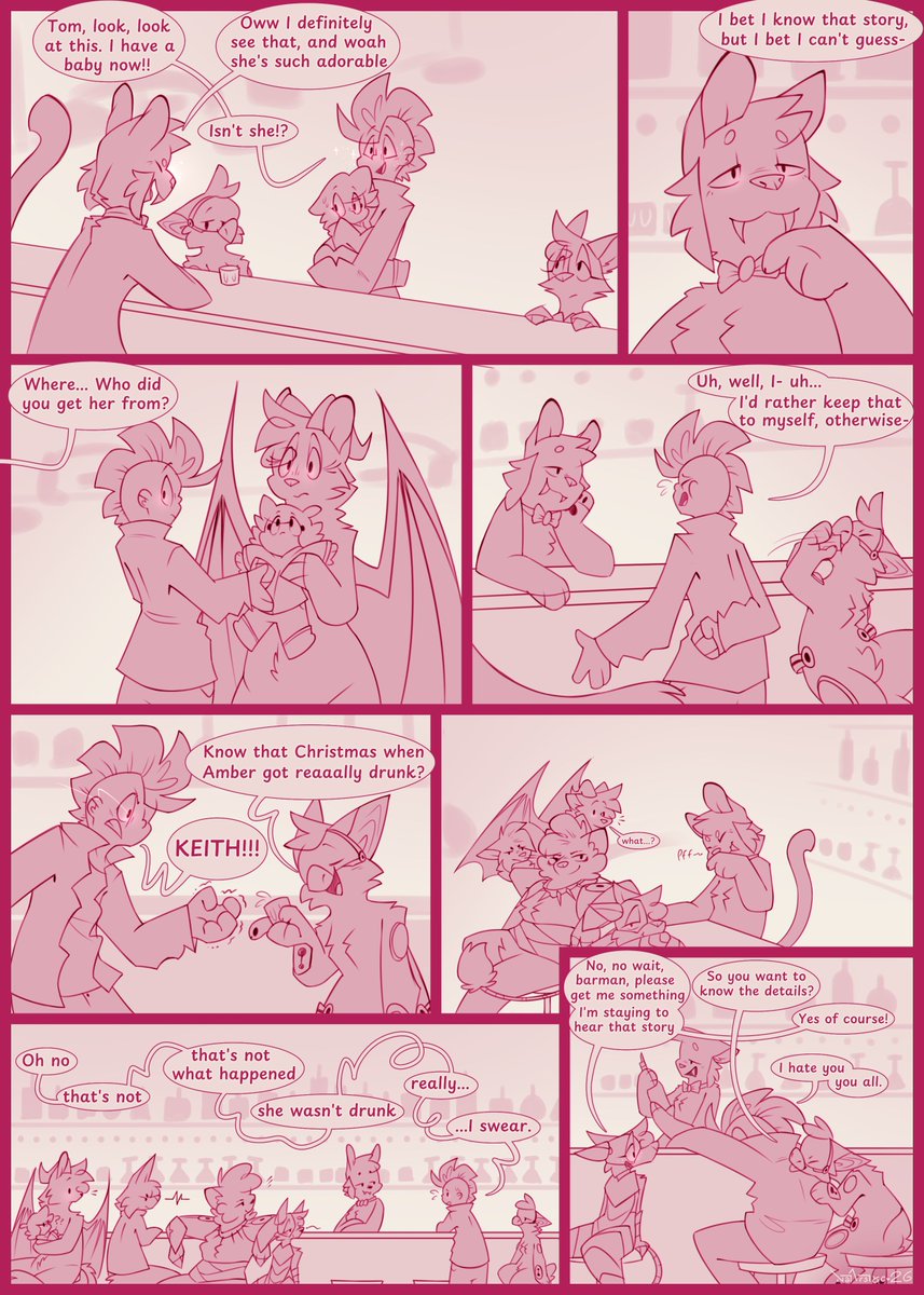 NatSFArstyc's tweet photo. Lil comic where I spent many days working for reasons  

She really wasn't drunk btw-

#art #OC #OCart #comic #furry #idkwhathashtagstouse https://t.co/u9D7eUfXUO