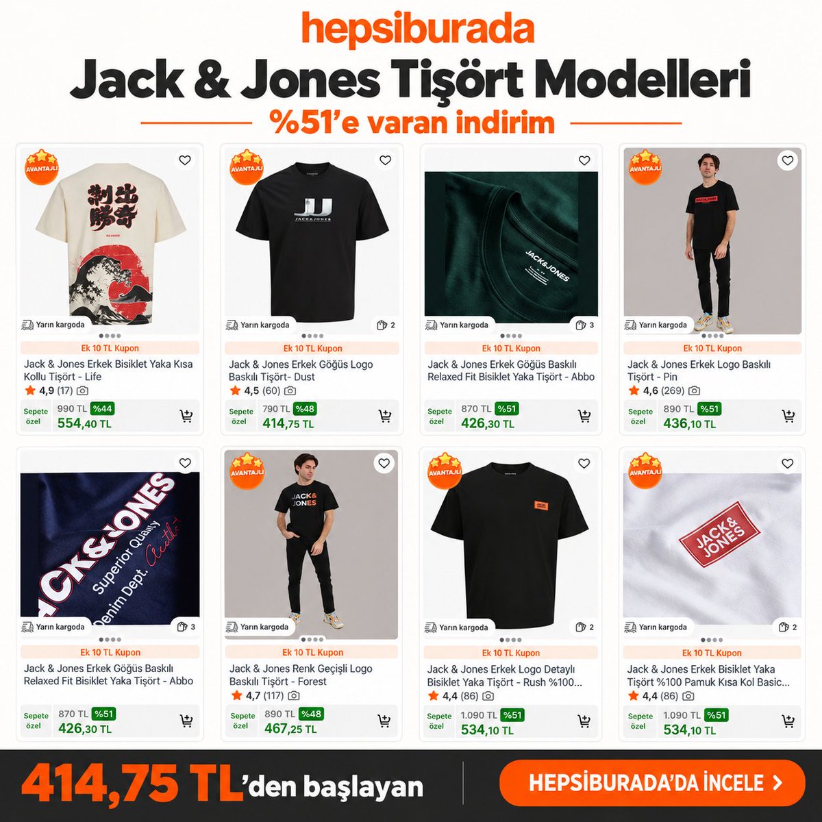 Guldehann_'s tweet photo. Jack &amp; Jones erkek tişörtlerde %30 ve üzeri indirim
Mevcut beden ve renkleri incele.

Bedenler hızlı bitiyor hızlıca görseleye tıklayarak inceleyebilirsiniz. Tanıtım