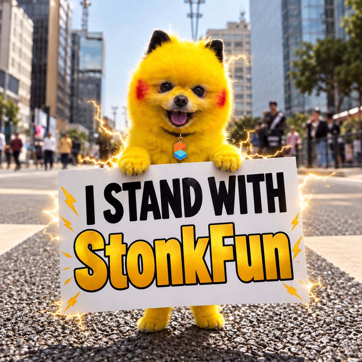 Zaza_Pikachu's tweet photo. $ZAZA stands with Stonk Fun! ⚡️

Justice for @LaunchOnSF free the memes, free the market!  

$STONK $SOL https://t.co/46XBln20ee
