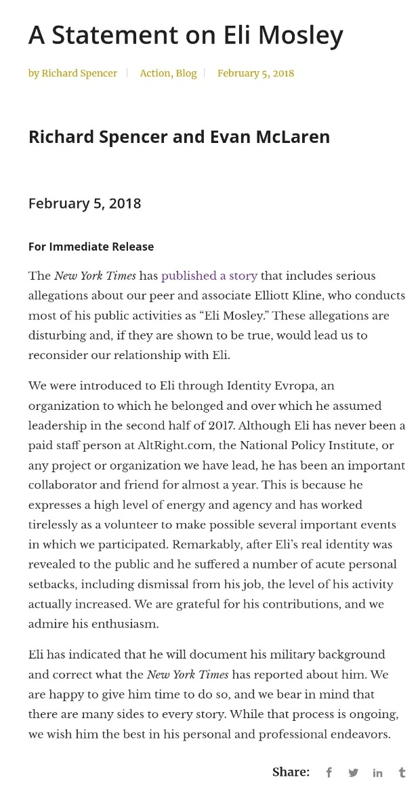 NeedMoreJews's tweet photo. Leaving the Movement
Richard Spencer published a press release (image 1) addressing the stolen valor. It says that Kline will provide documents showing that he did serve in Iraq.  Kline never did (image 2). https://t.co/YchyA6YdoV