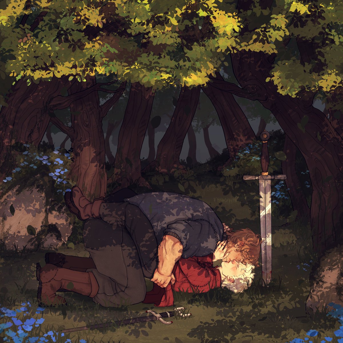 Moonwitchss's tweet photo. Commission #Dunkaerion for @yaoismus (always with such fun ideas to draw) ✨ 

It seems like Dunk and Aerion always end up in the same place (in each other's mouths) https://t.co/lckAfYZt7x