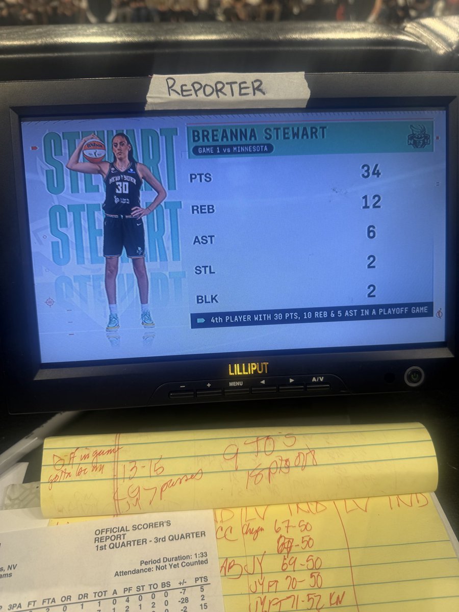 sportsiren's tweet photo. I just feel lucky to be alive and witnessing the @breannastewart and @_AjaWilson22 era. Absolutely breathtaking. #wnbaplayoffs https://t.co/xnmy2A9Iil