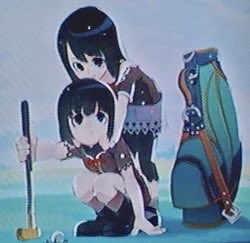 oirandrive's tweet photo. did some further digging on tecmo‘s obscure wii golf game, super swing golf, based on pangya &amp; found cute official art in the process!

so if you ever wondered what the doa &amp; fatal frame characters looked like golfing …🏌️‍♀️⛳️ https://t.co/QEFnvL4bwx