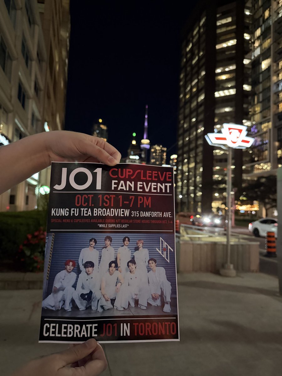 hleota_robin's tweet photo. Less than 6 more days until JO1 are in Toronto and only 5 more days until our cupsleeve event! 
Posters are up all around Toronto! 

I wonder if any Jams would be able to find them!

#J01 #J01_in_NorthAmerica #J01_Animal #ジェイオーワン https://t.co/BEVzMG8lPU