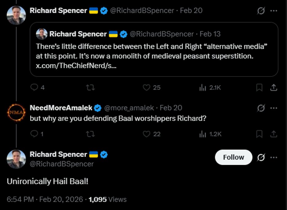 NeedMoreJews's tweet photo. Apparently Spencer forgave him for all of this as NeedMoreAmalek has appeared on Spencer���s Podcast just 2 months ago.  They also respond to each other's tweets. https://t.co/VHzl3gUlzM