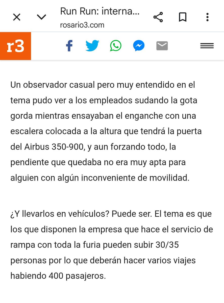 AugustoSaracco's tweet photo. Hermoso todo, la manga del Aero Club Rosario no llega a la puerta del A 350, ¿ vuelo a Madrid y embarque caminando ?.
Triste el chiste que se cuenta solo en el @aeropuerto_ros https://t.co/CwyUweMXBn