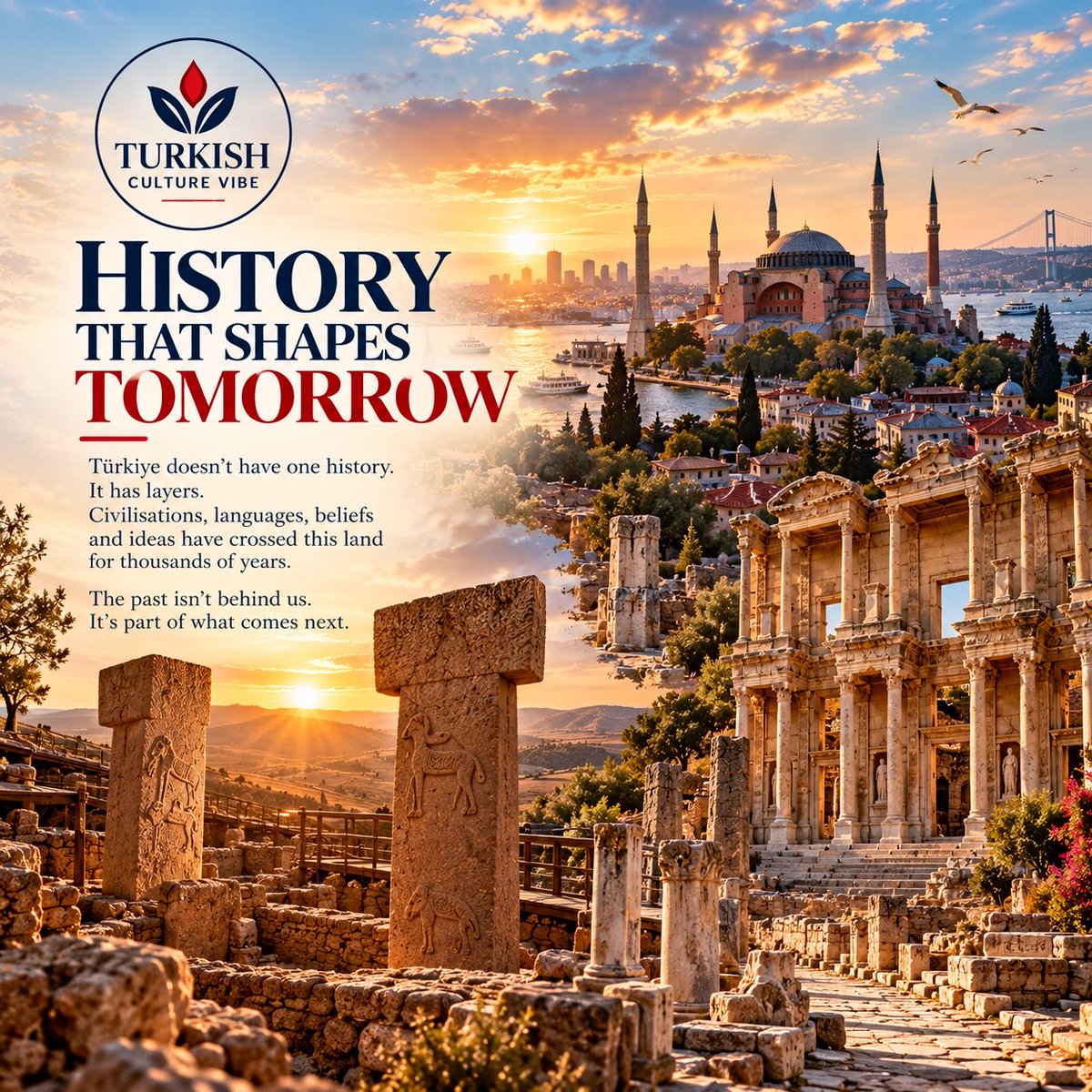 TurkishCultureV's tweet photo. Türkiye doesn’t have one history.

It has layers.

Civilisations, languages, beliefs and ideas have crossed this land for thousands of years.

The past isn’t behind us.
It’s part of what comes next. https://t.co/FLWcXTUIpT