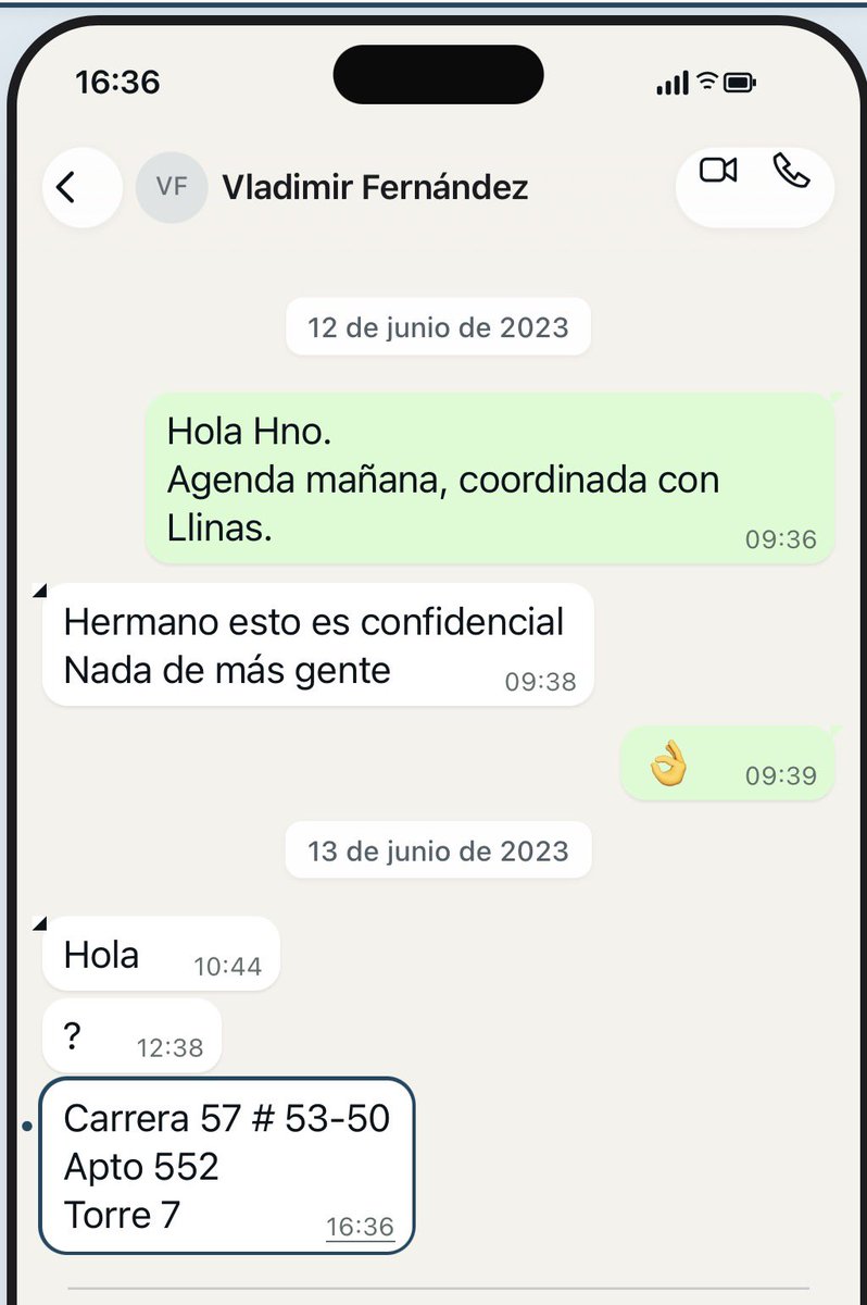 SebastianNohra's tweet photo. Este episodio es fundamental ⚡️ (12/06/2023)

📌 Vladimir cita a Olmedo a un encuentro “confidencial” en esa dirección (¿Cuál Llinas?). 

*Terminaron siendo dos citas en dos días.

📌@sylviacharry encontró que se trata de un apartamento de la conjuez y amiga del magistrado (SolAngel Torres).

📌 En ese mismo conjunto Vladimir habría recibido plata 7 meses después de Sneyder Pinilla (pero en otro apto). Dos aptos en el mismo conjunto.

📌El magistrado le mintió a @estoescambio. Pues hace dos semanas nos dijo que sus únicos mensajes con Olmedo fueron para recomendarle los servicios jurídicos de SolAngel.