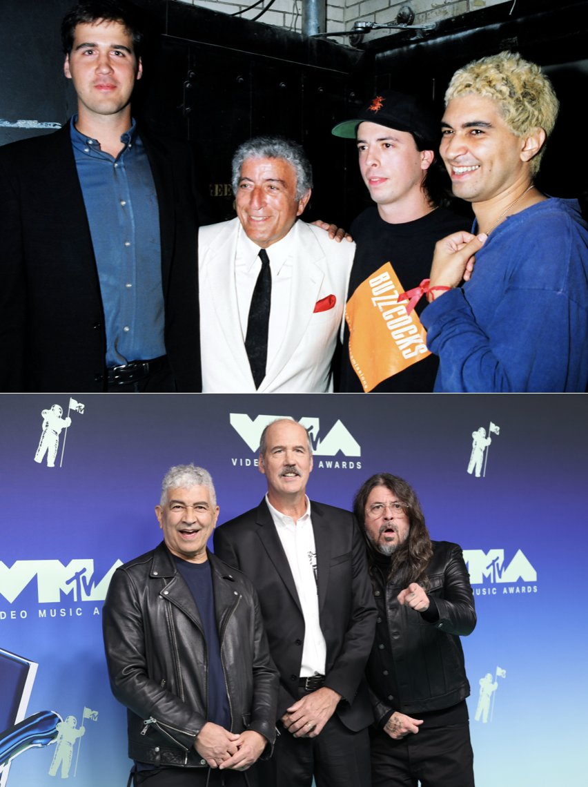 consequence's tweet photo. Nirvana's Krist Novoselic, Dave Grohl, and Pat Smear last appeared together at the VMAs in 1994, five months after Kurt Cobain's death.

Now, 32 years later, the trio return to the VMAs to accept the Video Vanguard Award.

📸: Jeff Kravitz/FilmMagic / Monica Schipper/WireImage https://t.co/ujkf9NANYs