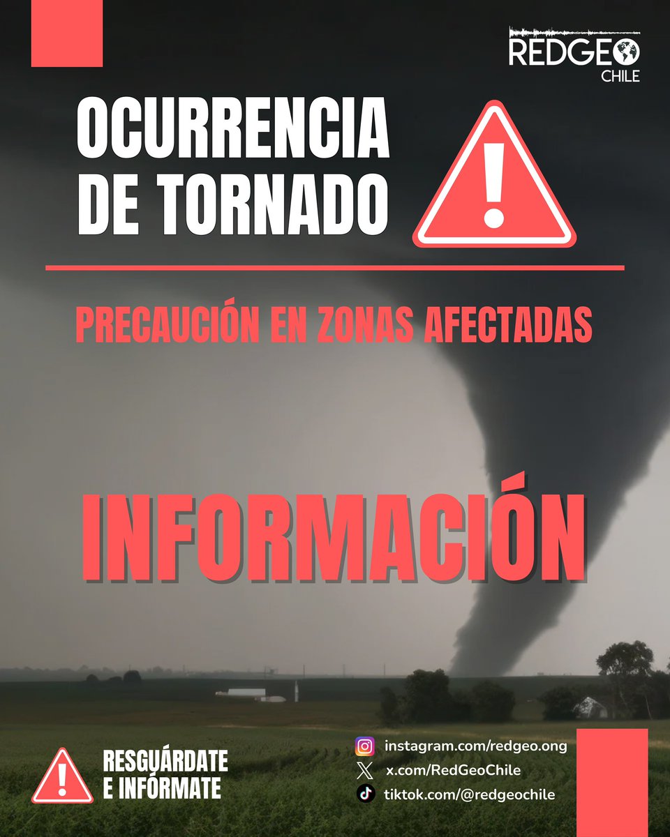 RedGeoChile's tweet photo. URGENTE - BIOBÍO ‼️ Tenemos reportes de que se habría desencadenado un evento tornádico 🌪️ en la comuna de Mulchén.

Estamos recabando mayor información.

Si eres de Mulchén y tienes registros, escríbenos en: https://t.co/u8jRhPndUW https://t.co/Svg8fRkDDy