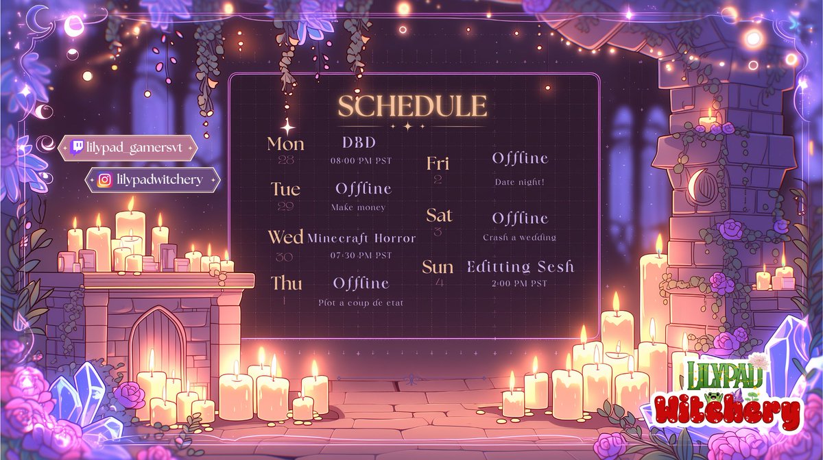lilypadgamers's tweet photo. This weeks schedule!~ See everyone there!
#pngtuber #twitch #fyp #streamer https://t.co/N7ILEWy2WS