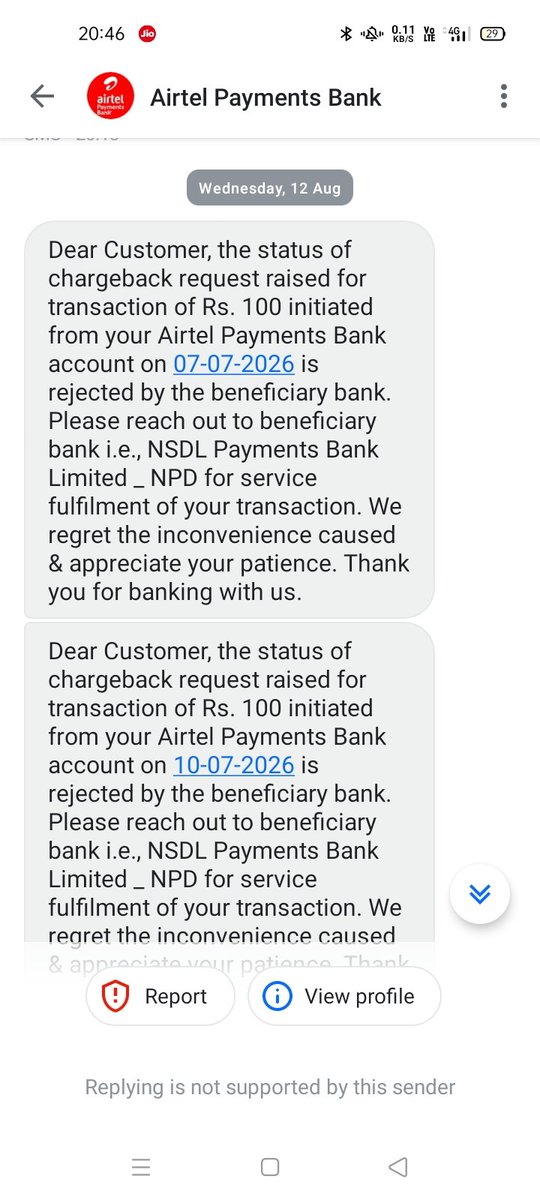 Akshaydeorkpie's tweet photo. "@Airtel_Presence @RBI CMS N202627013014066: Why did you wrongfully raise a chargeback for an unrelated transaction and show its rejection to NSDL? Explain this fraud now despite AWS logs and Cyber Cell proofs! #RBI @FinMinIndia"@timesofindia @RBIsays @airtelbank @nsdlpb https://t.co/SvtZYZXghl