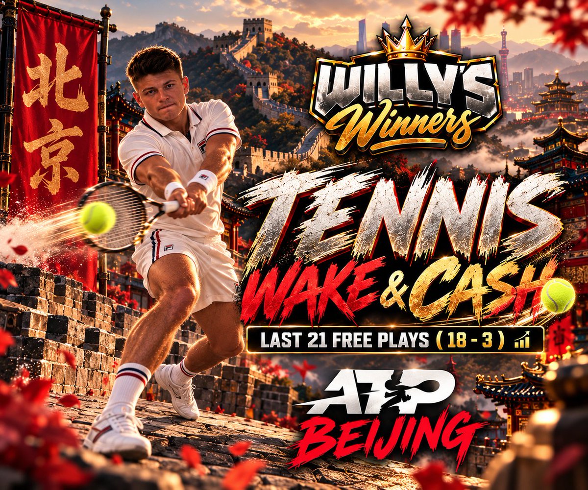 WillysWinners's tweet photo. ATP WAKE &amp; CASH 🎾

LOCK OF THE DAY 🔐 

VIP FREE PLAY? ❤️

Bot will send to those who LIKE + COMMENT 

Must be following @WillysWinners https://t.co/urvSFa4j1j
