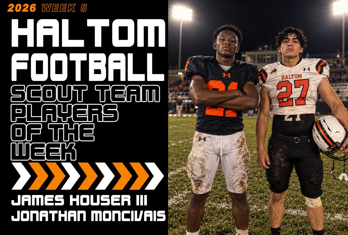 Coach_JWTucker's tweet photo. Week 5 Scout Team Players of the Week are James Houser III &amp; Jonathan Moncivais!
#HaltomFamily @HHSBuffFootball https://t.co/5PhLIHcwkJ