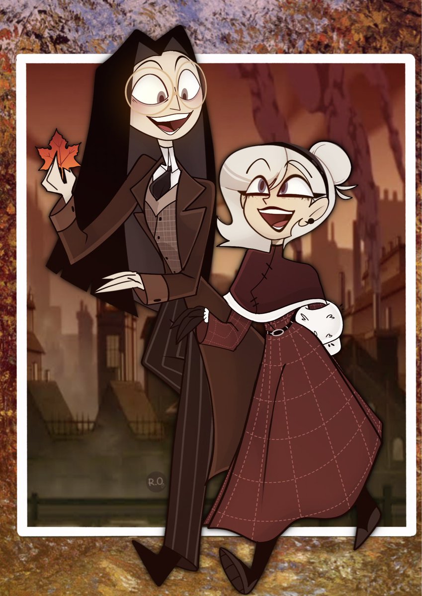 DarkcoshRO's tweet photo. Day4 soon in autumn: a walk together speech maple leaf the other The two of them are going to drink hot chocolate #hazbinhotel #hazbinhotelFanart #VincentWhittman #hazbinhotelPendleton #ocxcanon https://t.co/yLkjgLnMAf