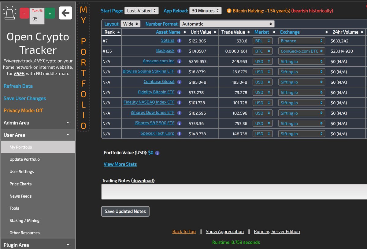 taoteh1221's tweet photo. I just merged @SiftingIO stock market support into Open Crypto Tracker's codebase today. They provide 10,000 monthly live data requests for their FREE Tier, with no credit card required. Premium support is builtin as well. Shipping in v6.01.10, roughly by next weekend (with some other non-related bug fixes).
https://t.co/QTJHkRoTSk