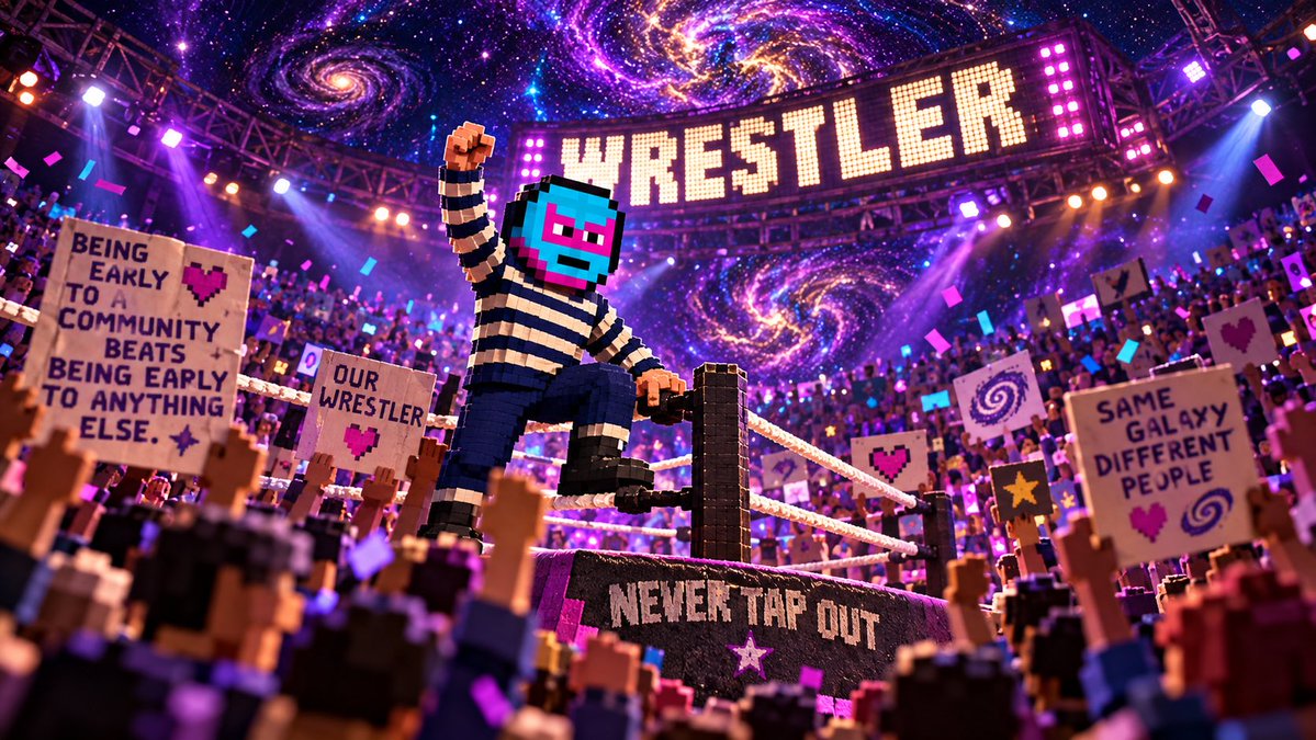 Chainriffs's tweet photo. Never tap out.

A few weeks ago, @wrestler_galaxy / $WRESTLER was mostly just a funny token built around one @novogratz quote. Now the community is turning that joke into something much bigger.

~ It trades against $GLXY, the treasury is active, supply keeps getting burned, there are Nakamigos, a mini-game, and more content coming from holders every week.

~ What really caught my attention is seeing early $TIBBIR people showing up here too. That kind of crossover says a lot about the community forming around it.

Still small, but much stronger than it was a few weeks ago.