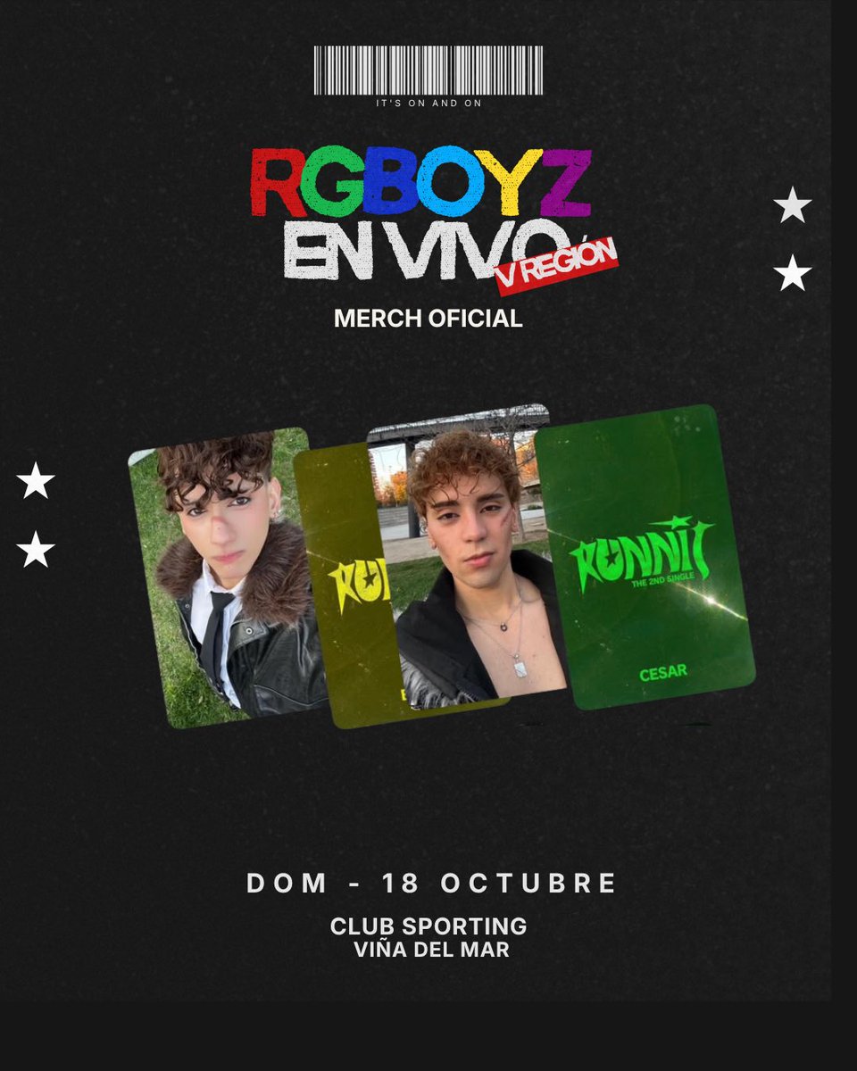 REALLYGOODBOYZ's tweet photo. RGBOYZ EN LA V REGIÓN ⭐️
VAMOS EN CAMINO, NOS VEMOS! 
(merch proximamente disponible en la RGBSHOP) * https://t.co/gXrEWDHLO5