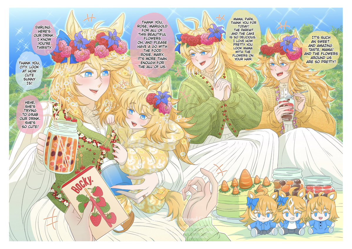 KecoaDewi's tweet photo. Gold City went on a picnic with her trainer and their daughters 💛✨ 1/3

Thank you for supporting my work, always 💛✨
#umamusumeㅤ https://t.co/vPrJwXD76I