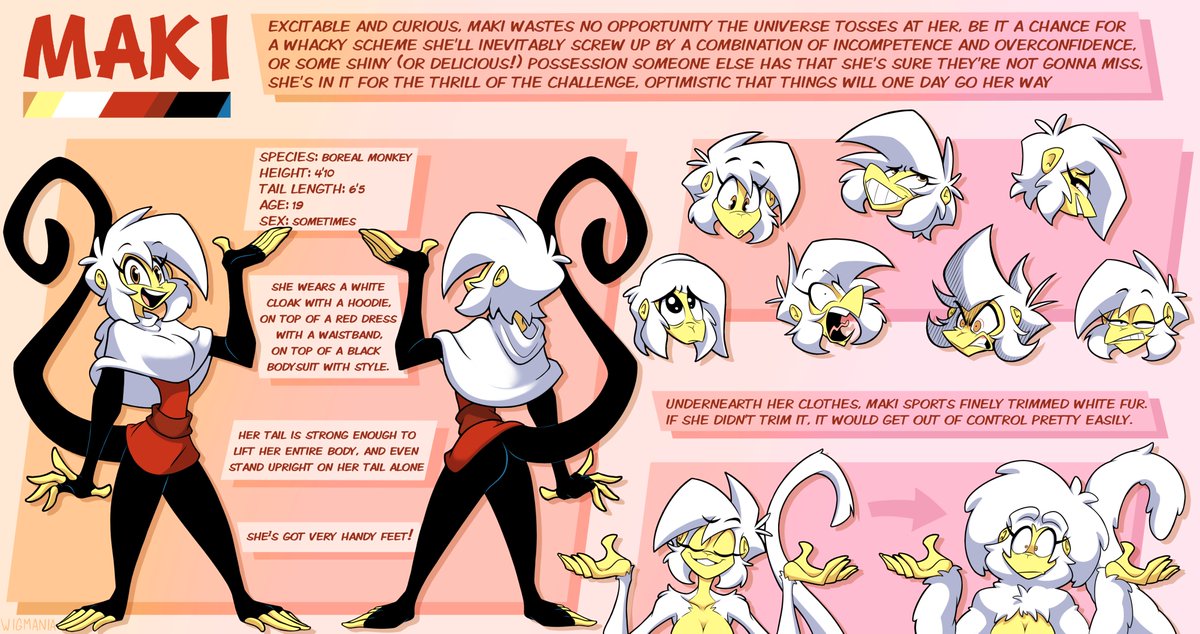 Wigmania_Draws's tweet photo. Been a while since I made one of these, so here's an updated ref sheet for my monkey gal Maki~

#Maki #OC #ReferenceSheet #Monke https://t.co/rVu6mADb7U