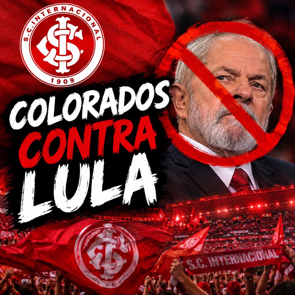 Reporter_Samuel's tweet photo. FORA, LULA! 

OS COLORADOS IRÃO TE DERROTAR!!! https://t.co/2QMV3mRwI7