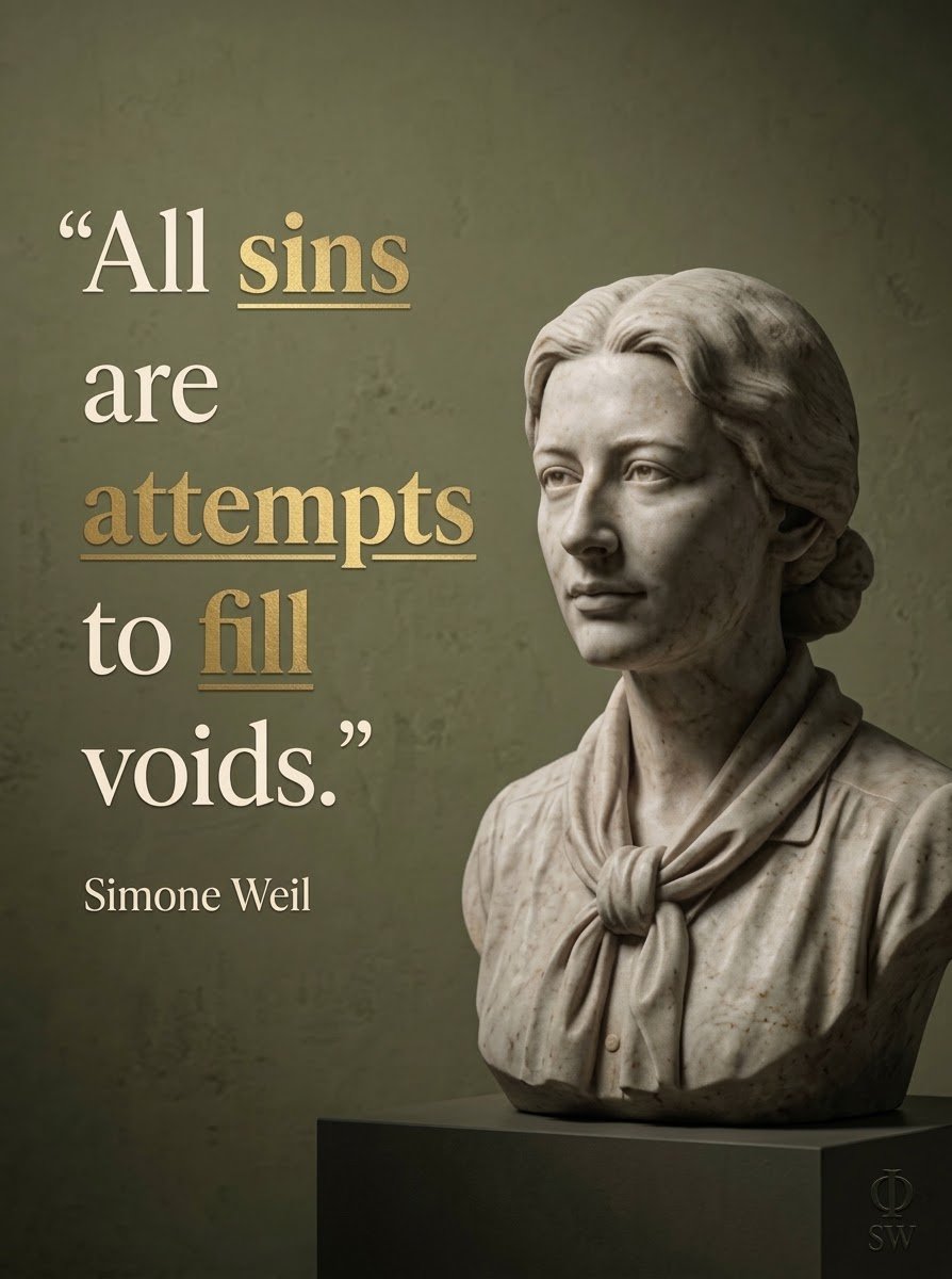 JuliusTora's tweet photo. “All sins are attempts to fill voids.” – Simone Weil https://t.co/B99mYUcDFG
