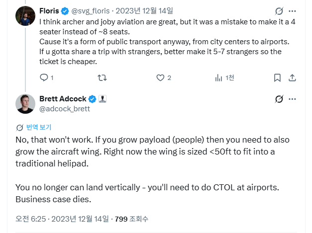 hanyang_02's tweet photo. CTOL at airports = Air taxi business case dies
Brett Adcock, Archer's co-founder, knew it. https://t.co/5d02tlSz1Y