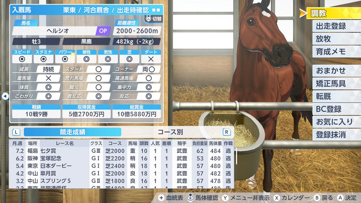 MasaTake1739206's tweet photo. 入厩後に◎→◉変化する件

まず前提として「かなり」対象馬は、
ランダムで
・かなり有り（◉）
・かなり無し（◎）
がコメントされる。

かなり対象馬なのに◎と言われた馬が、後に訂正される事がある模様。

（もし成長で記号が変わるなら、晩成馬で頻出するはず。成長ではないと思う）
#ダビスタ2 https://t.co/odekFRINhy
