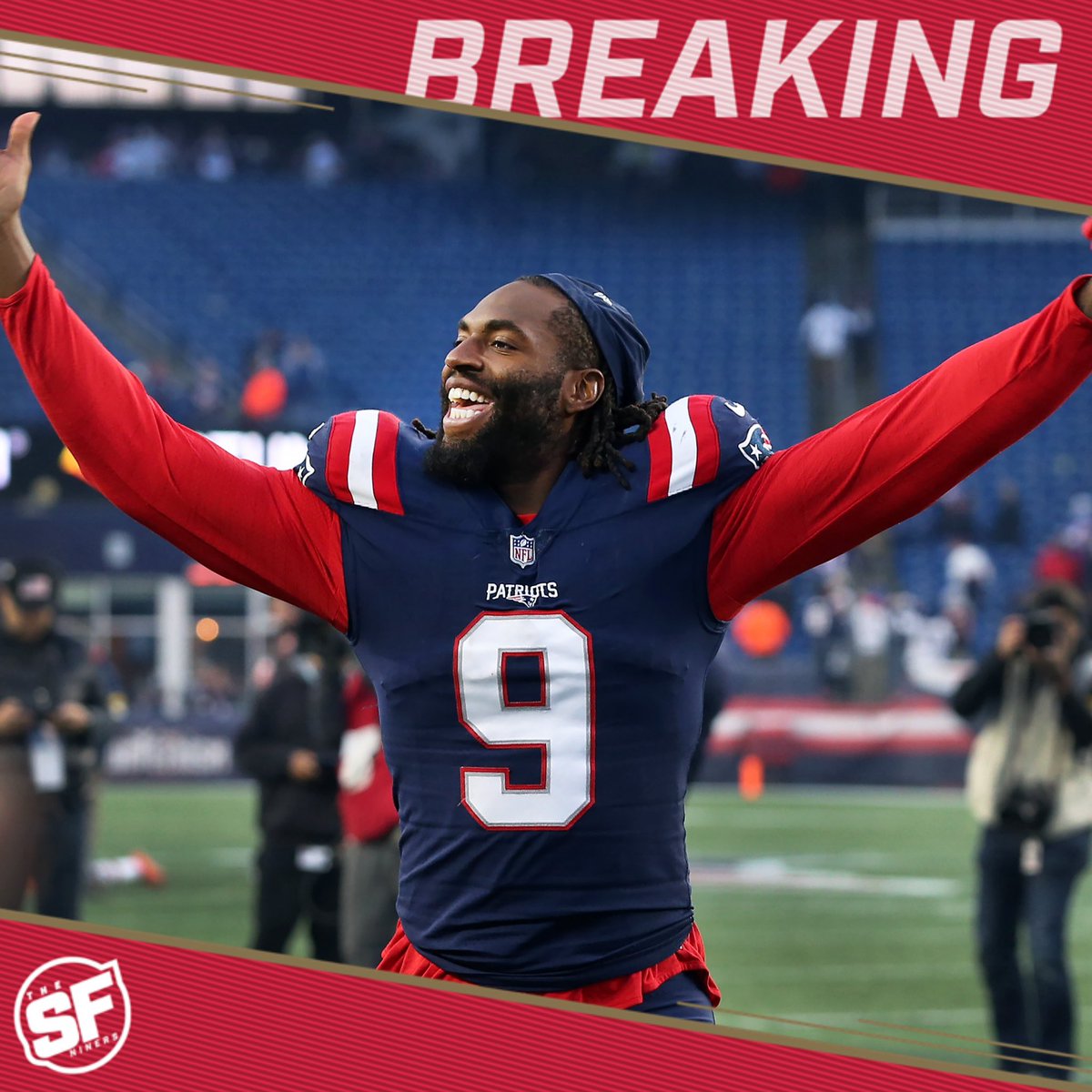 TheSFNiners's tweet photo. 4x Pro Bowl DE Matthew Judon tells @ALL32NFL_ that he will be signing with the #49ers on Monday 

h/t @49ers_Access https://t.co/oZbYhhvVor