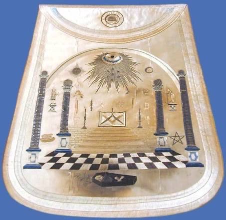 JakeE2200's tweet photo. Here’s George Washington’s freemasonic apron. Doesn’t it make you feel kinda repulsed that he would wear this?

The symbolism being used is that of Solomon’s Temple. Why you may ask? Bc both the jews & Freemasons want to rebuild the 3rd Temple. Freemasonry itself from day one has been basically kabbalahistic judaism for the noahide abiding goyim or in Christian terms, those who worship the Beast.

The coffin on the bottom represents the tomb of Hiram the architect who helped king Solomon build the 1st Temple. The Freemasons have a ritual where the member being initiated into this revised mystery cult plays the part of Hiram getting murdered & buried in a coffin. This means that George Washington definitely participated in this strange ceremony.