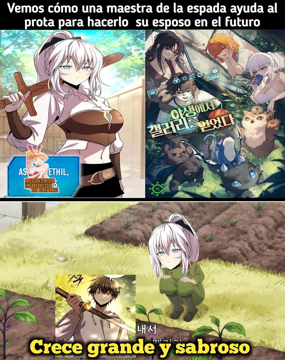 RegistrosHeroic's tweet photo. El protagonista cometió el error de mostrar su vida en redes sociales y fue acosado por puras tops globales: El Manhwa.

Básicamente el protagonista cae en un bosque de un isekai súper peligroso y la única herramienta con la que cuenta es una aplicación donde puede publicar cosas y hacer intercambio de objetos. Para sobrevivir, él pide consejos y va publicando las cosas que le pasan durante el día.

Esto es visto por una maestra de la espada que ha llevado toda su vida soltera, y al ver el potencial del protagonista, le envía cosas gratis para que pueda sobrevivir más fácilmente, con el objetivo de volverlo su esposo en el futuro.

Lo más gracioso es que, cuando el protagonista le pregunta cómo le puede pagar su ayuda, ella le dice que se vuelva su esposo, pero como el prota se espanta, le dice que es broma.

Según los spoilers las chicas que miran al prota son la demonio celestial, la maestra de la espada, una princesa y otra noble de algo rango.

💬 | Novela/Manwha: «Obtuve una galería en la naturaleza»

#manhwa #webtoon