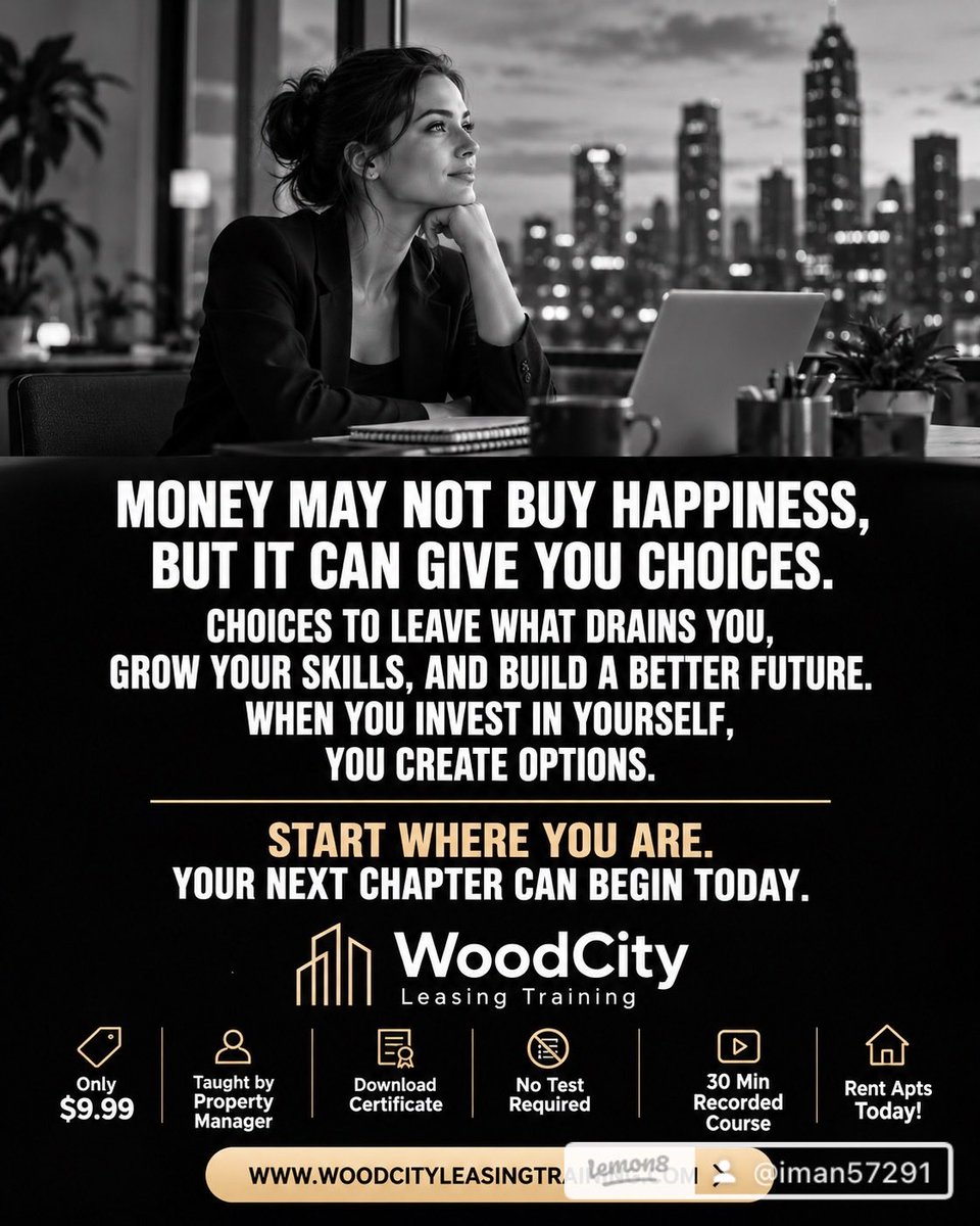 WoodCity78's tweet photo. Invest in Yourself β Create More Options for Your Future β¨
Your $9.99 link:
https://t.co/DLIQI5hUGd
#WoodCityUniversity
#LeasingCareer
#CareerGrowth
#ApartmentIndustry
#InvestInYourself https://t.co/AiYVrjHyzg