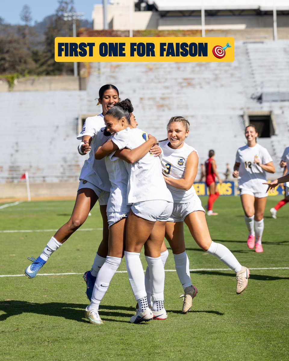 CalWSoc's tweet photo. 𝗙𝗜𝗥𝗦𝗧 𝗢𝗡𝗘 𝗙𝗢𝗥 𝗙𝗔𝗜𝗦𝗢𝗡 🎯

Jada Faison finds the back of the net for her first career goal as a Golden Bear! 🐻⚽

#GoBears https://t.co/3S3fYJ1n8E