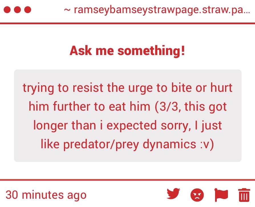 Ramsey_Bamsey's tweet photo. AGHH ANON WHEN I SAY I LOVE CREATURE FLINS THIS IS WHAT I MEAN

I adore this version and I can imagine he just goes still at some points when his instincts are triggered and the black rings in his eyes expand like a shark’s 
Hold on I gotta sketch this https://t.co/bhN6PxhnuJ