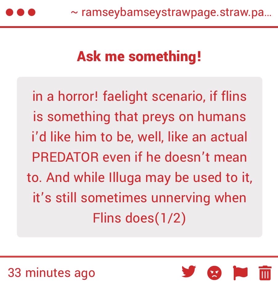 Ramsey_Bamsey's tweet photo. AGHH ANON WHEN I SAY I LOVE CREATURE FLINS THIS IS WHAT I MEAN

I adore this version and I can imagine he just goes still at some points when his instincts are triggered and the black rings in his eyes expand like a shark’s 
Hold on I gotta sketch this https://t.co/bhN6PxhnuJ