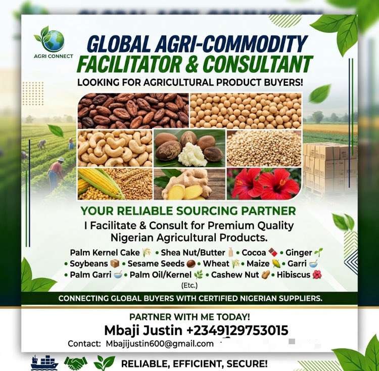 JustinMbaj71vr's tweet photo. Looking for direct buyers for bulk commodities — Sesame, Soybeans, Copper/Scrap Copper, Aluminium and more.

Open to buyers/importers worldwide.

If you’re a genuine buyer, DM me your commodity + quantity + destination.

#AgriConnect #NigerianAgroExport #GlobalAgriTrading https://t.co/k23MCrdZ90