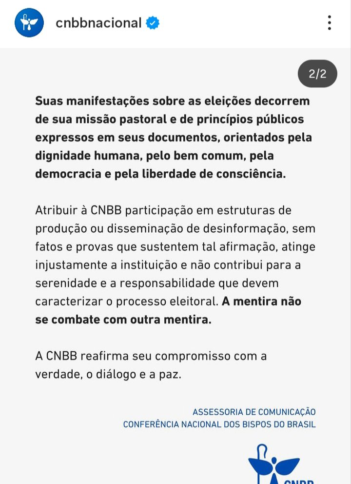 ricardope's tweet photo. Eis a íntegra da nota da CNBB, principal órgão da Igreja Católica no Brasil, se defendendo dos ataques de Flávio bolsonaro. https://t.co/zMXeVe35Ln