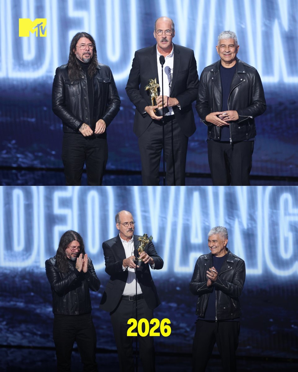 MTVLA's tweet photo. Han pasado 34 años desde sus primeros #VMAs y hoy Nirvana recibe el Video Vanguard Award 🖤🎸 https://t.co/CbnF0T0uhF