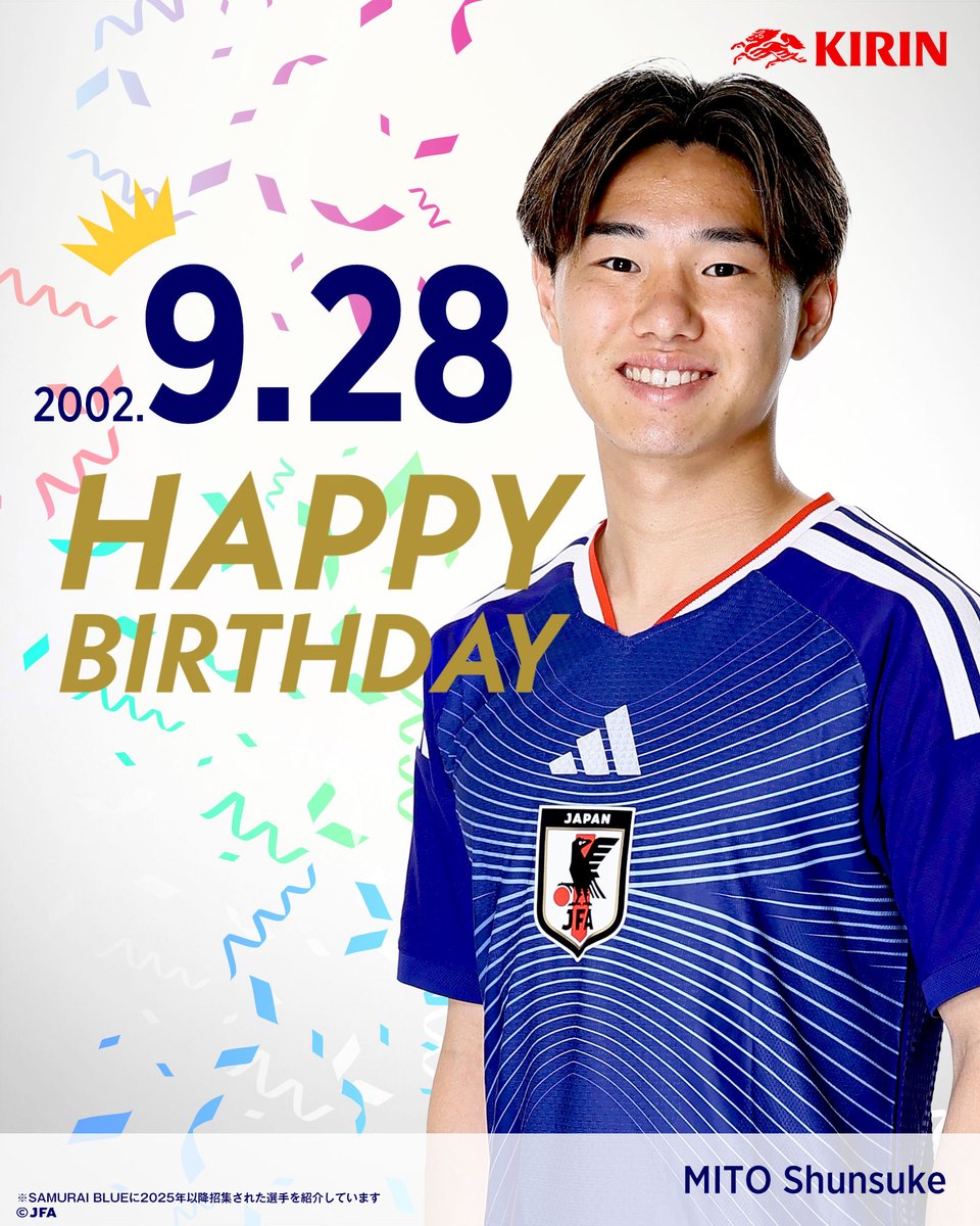 jfa_samuraiblue's tweet photo. 🎂𝙃𝘼𝙋𝙋𝙔 𝘽𝙄𝙍𝙏𝙃𝘿𝘼𝙔🎂

今日9月28日は スパルタ・ロッテルダム 三戸舜介 選手の誕生日です🎉

おめでとうございます👏

@Shunsukemito 
@SpartaRotterdam
#キリン #WeAreOneTeam
#夢への勇気を #SAMURAIBLUE
#サッカー日本代表 https://t.co/fowKYGHLsk