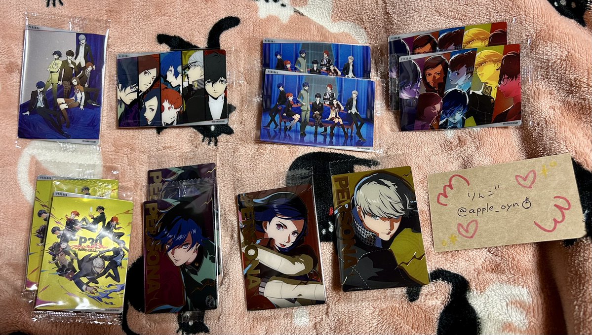 apple_oyn's tweet photo. 【#買取希望】
ペルソナ30thウエハースカード
やっとコンプしたので放出します！

譲:画像1〜3枚

求:150＋送料 or 画像4枚目(当方買取り予定なし、交換のみ緩募)

まとめてお取引きしていただけると大変助かります(´•̥ω•̥｀) https://t.co/bVW5xEQvaA