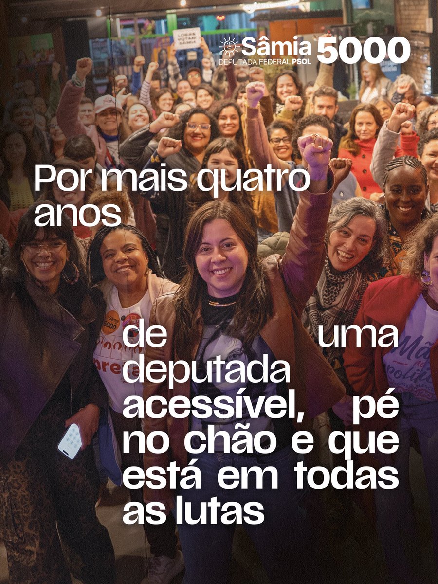 samiabomfim's tweet photo. Por mais quatro anos de luta e coragem no Congresso Nacional. É Sâmia 5000 ✨ https://t.co/ptK07APlJb