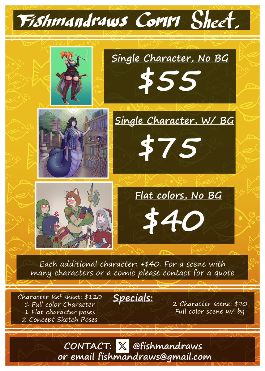 fishmandraws's tweet photo. Comms are open again! https://t.co/6LX5PPqSN1
