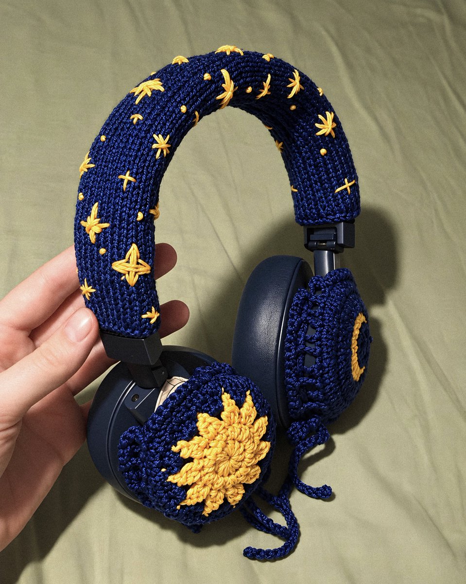 gardenofcolours's tweet photo. moon &amp; sun crochet headphones 🌙☀️ https://t.co/BatJqhuA46