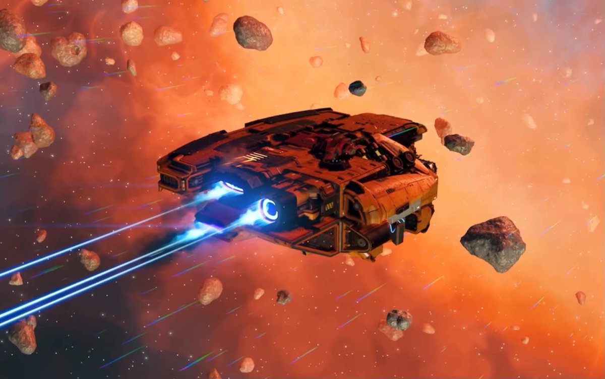 StuPlaysXD's tweet photo. Killer corvette from @JcHunter99 #NoMansSky #NMS go show him some love! I really like the smaller corvette designs and that backdrop is 👌 https://t.co/4xQHFEZG0p
