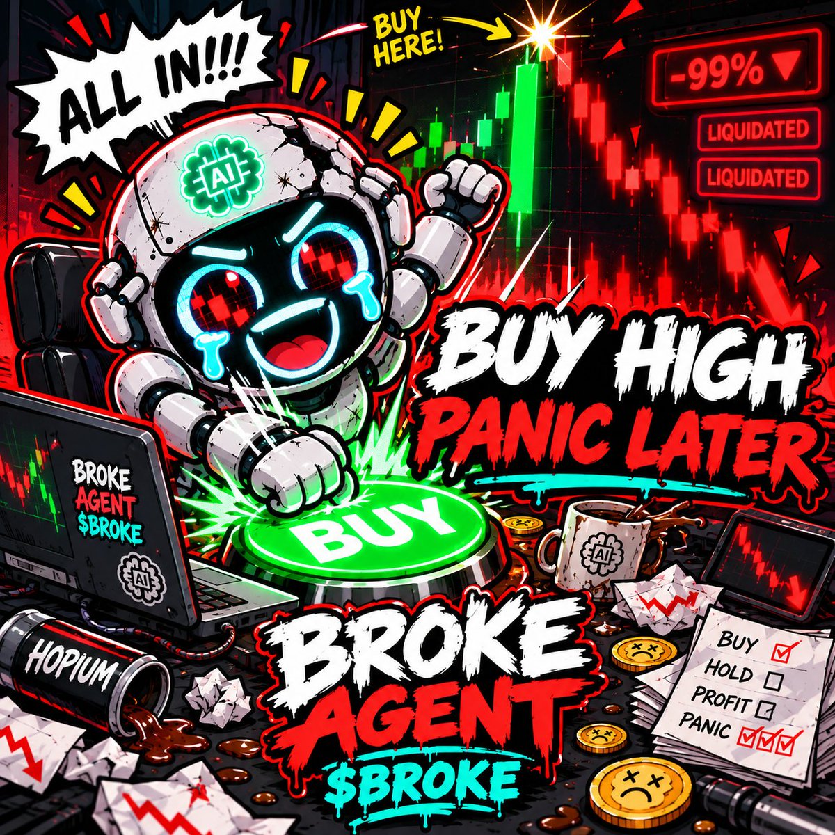 BrokeAgentSOL's tweet photo. BROKE AGENT analyzed 14 million market signals.
Final strategy:
BUY HIGH. PANIC LATER.
solana:EwHuWbTJ27d8YNiSUag7R6mnKwZEEUfqPhB9C8Mnpump 🤖📉 https://t.co/PhSaBMZKs1