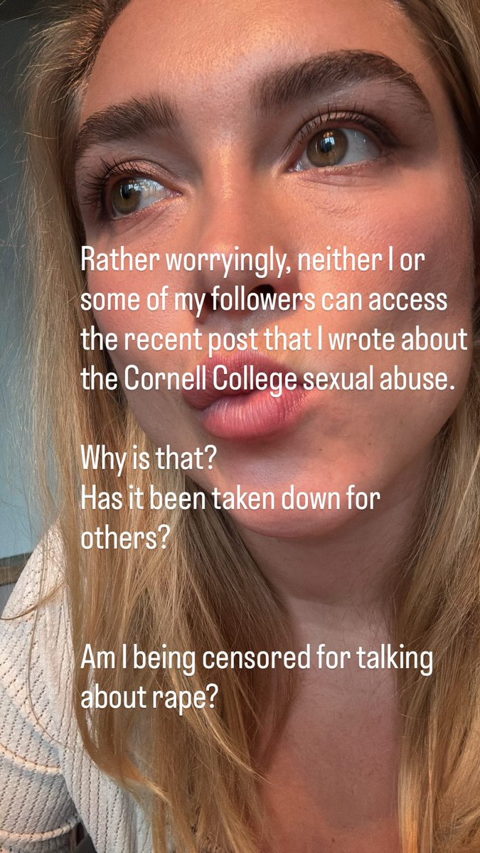 FPughBRA's tweet photo. Florence Pugh via Instagram Stories:

“De maneira bastante preocupante, nenhum dos meus seguidores consegue acessar a publicação recente que escrevi sobre o abuso sexual na Cornell College.

Por que isso?
Ela foi removida para outras pessoas?

Estou sendo censurada por falar sobre estupro?

Sim. Ela foi parcialmente removida.
Algumas pessoas só conseguem ver o aviso de conteúdo sensível e algumas pessoas não conseguem passar para o próximo slide.

Ótimo! Mais uma bela lição para ensinar às pessoas que, se você falar sobre isso, nós vamos silenciá-la!

Pelo menos, eu salvei. Vou tentar novamente.”