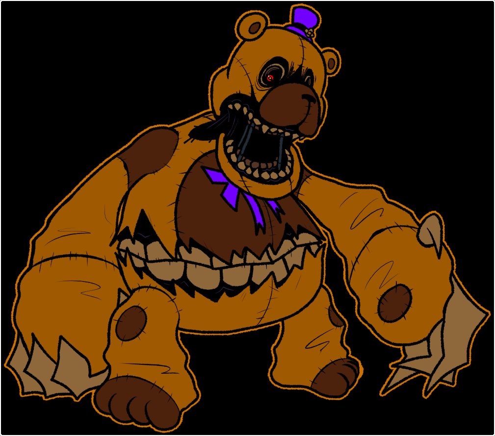 SirKermit04's tweet photo. of all the ucn golden redesigns, nightmare fredbear is probably the one im the least happy with... hes kind of just a crappier version of the original and thats it. so he's been redesigned! the FIRST image is the NEW design, and the SECOND image is the OLD one https://t.co/YwrDT7qzev