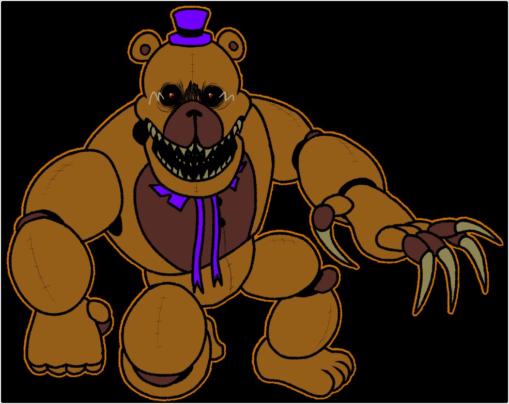 SirKermit04's tweet photo. of all the ucn golden redesigns, nightmare fredbear is probably the one im the least happy with... hes kind of just a crappier version of the original and thats it. so he's been redesigned! the FIRST image is the NEW design, and the SECOND image is the OLD one https://t.co/YwrDT7qzev